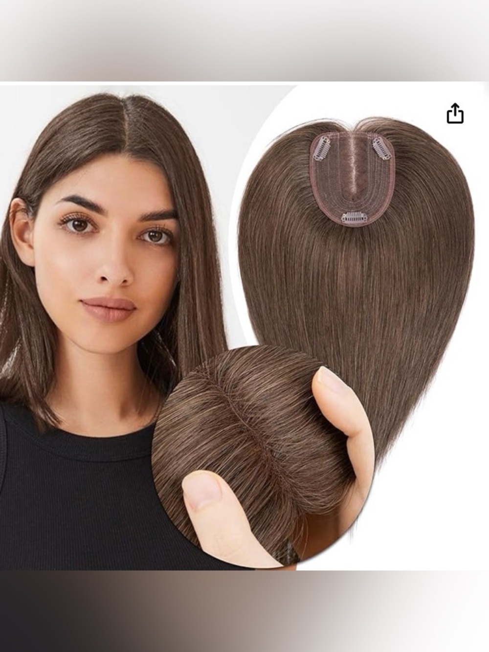 MY-LADY Real Human Hair Topper 10 * 12CM Lace Base Clip In 10” Dark Brown